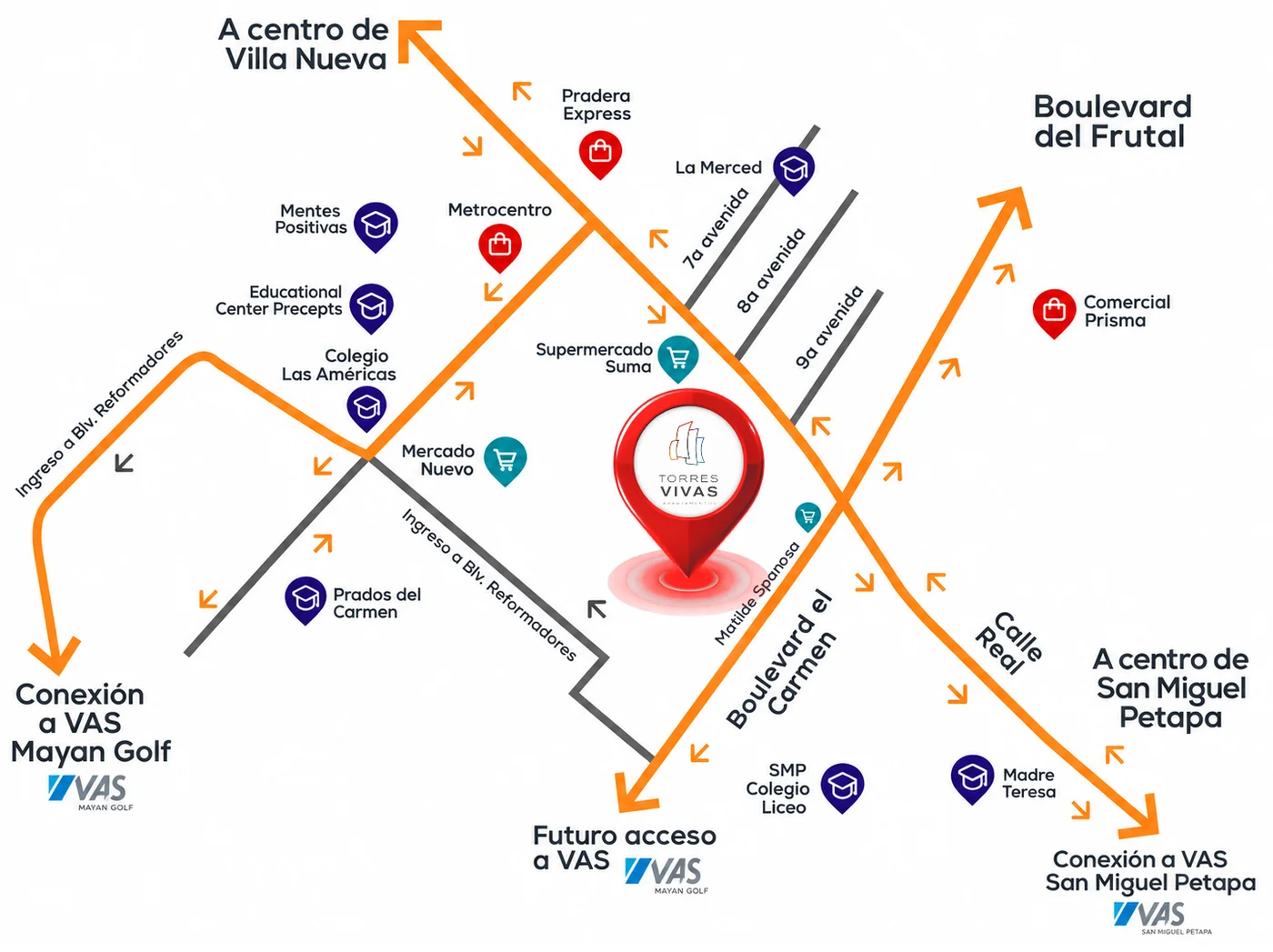 Mapa de ubicación de Torres Vivas